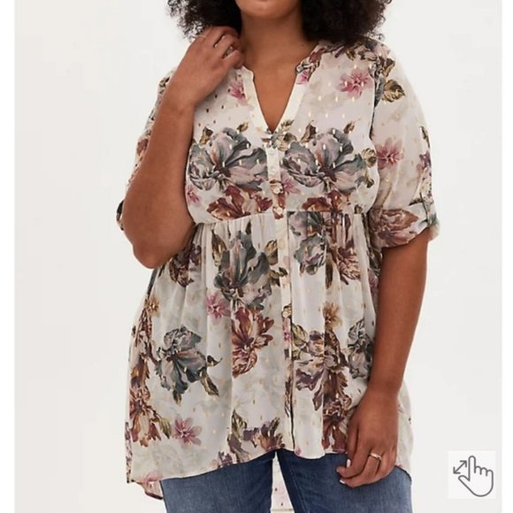 torrid Tops - Torrid Chiffon Hi-Low Tunic Top Flowy Boho Blouse